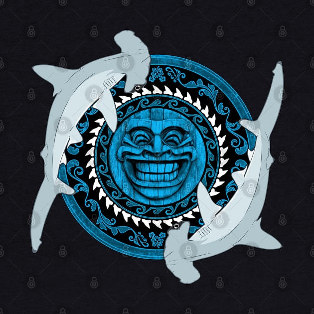 Hammerhead shark tiki totem by NicGrayTees